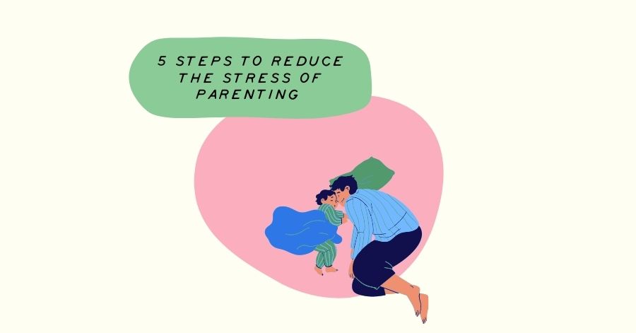 Five steps to reduce the stress of parenting - dad sleeps with baby on a pillow